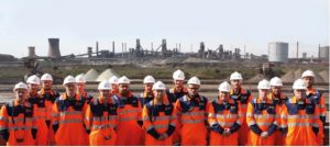 British Steel apprentices on site, including Brenton Cummings